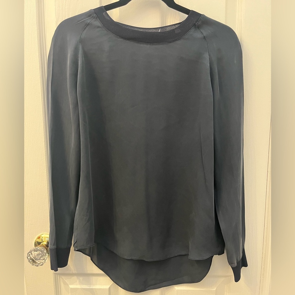 Vince Navy Silk Elegant Top